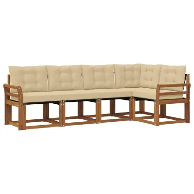 vidaXL Zunanja garnitura za sedenje z blazino 5 pcs Naravna in bež