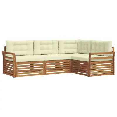 vidaXL Zunanja garnitura za sedenje z blazino 4 pcs Naravna in smetana
