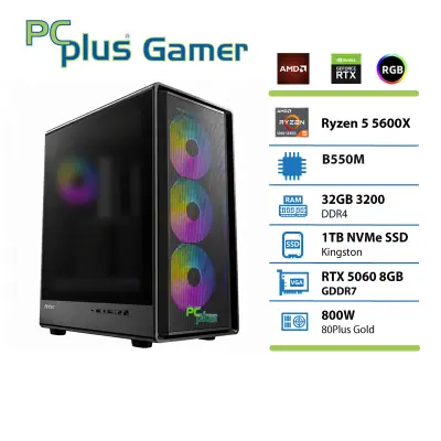 Namizni računalnik PCPLUS Gamer, Ryzen 5 5600X, 32 GB RAM, 1 TB SSD, RTX 5060 OC 8GB, gaming