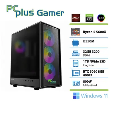 Namizni računalnik PCPLUS Gamer, Ryzen 5 5600X, 32 GB RAM, 1 TB SSD, RTX 5060 OC 8GB, W11H, gaming