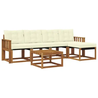 vidaXL Zunanja garnitura za sedenje z blazino 6 pcs Naravna in smetana