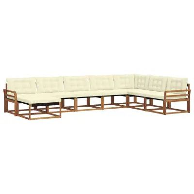 vidaXL Zunanja garnitura za sedenje z blazino 8 pcs Naravna in smetana