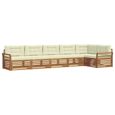 vidaXL Zunanja garnitura za sedenje z blazino 6 pcs Naravna in smetana