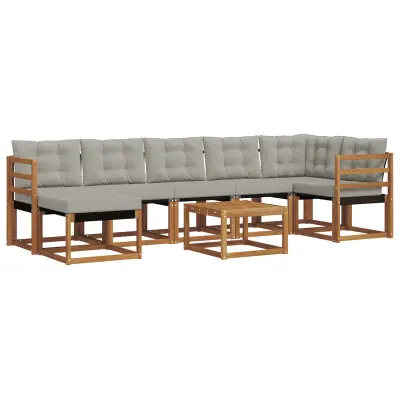 vidaXL Zunanja garnitura za sedenje 8 pcs Naravna in svetlo siva