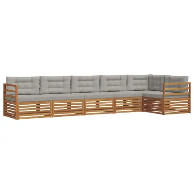 vidaXL Zunanja garnitura za sedenje 6 pcs Naravna in svetlo siva