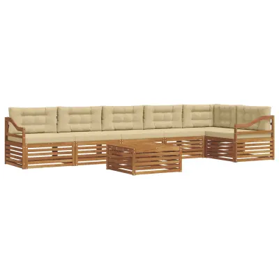 vidaXL Zunanja garnitura za sedenje z blazino 7 pcs Naravna in bež