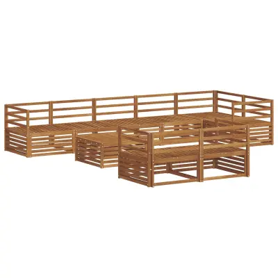 vidaXL Zunanja garnitura za sedenje 9 pcs Naravna Masiven les akacije