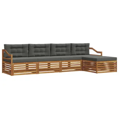 vidaXL Zunanja garnitura za sedenje 5 pcs Naravna in antracitna
