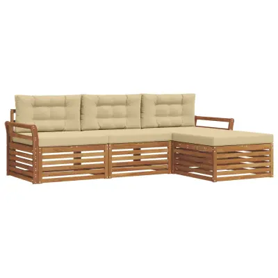 vidaXL Zunanja garnitura za sedenje Naravna in bež 254 x 162,5 x 73 cm