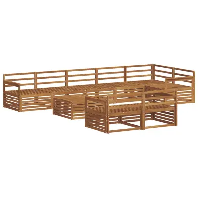 vidaXL Zunanja garnitura za sedenje 9 pcs Naravna Masiven les akacije