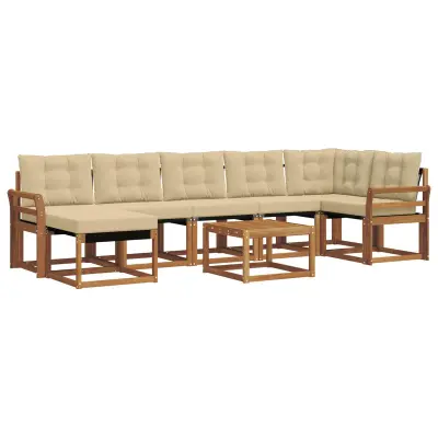 vidaXL Zunanja garnitura za sedenje z blazino 8 pcs Naravna in bež