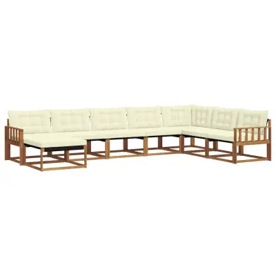 vidaXL Zunanja garnitura za sedenje z blazino 8 pcs Naravna in smetana