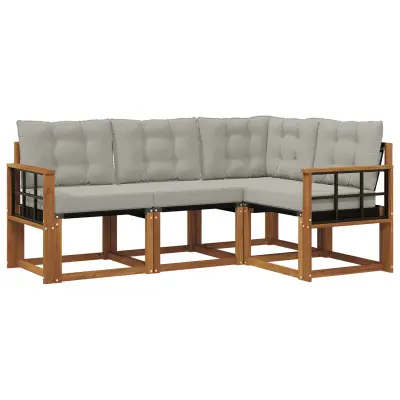vidaXL Zunanja garnitura za sedenje 4 pcs Naravna in svetlo siva
