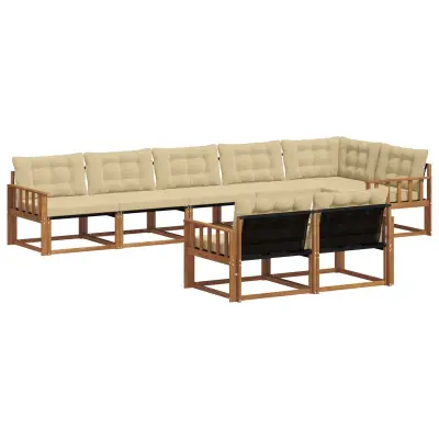 vidaXL Zunanja garnitura za sedenje z blazino 8 pcs Naravna in bež