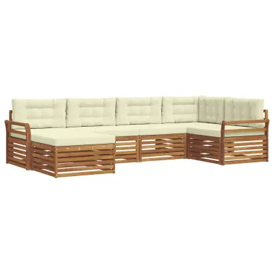vidaXL Zunanja garnitura za sedenje z blazino 6 pcs Naravna in smetana
