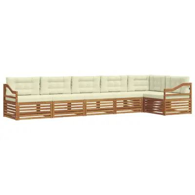 vidaXL Zunanja garnitura za sedenje z blazino 6 pcs Naravna in smetana