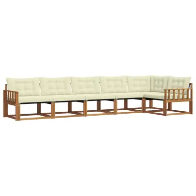 vidaXL Zunanja garnitura za sedenje z blazino 6 pcs Naravna in smetana