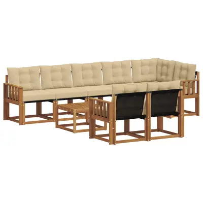 vidaXL Zunanja garnitura za sedenje z blazino 9 pcs Naravna in bež