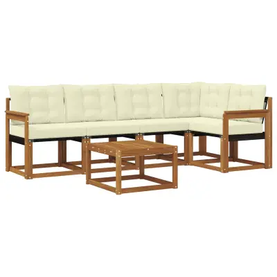 vidaXL Zunanja garnitura za sedenje z blazino 6 pcs Naravna in smetana