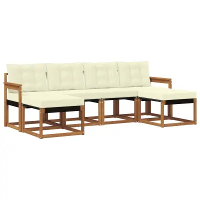 vidaXL Zunanja garnitura za sedenje z blazino 6 pcs Naravna in smetana