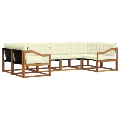 vidaXL Zunanja garnitura za sedenje z blazino 6 pcs Naravna in smetana