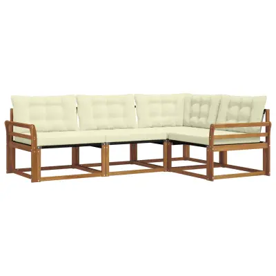 vidaXL Zunanja garnitura za sedenje z blazino 4 pcs Naravna in smetana