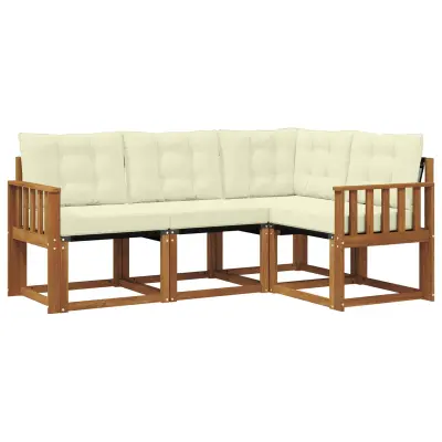 vidaXL Zunanja garnitura za sedenje z blazino 4 pcs Naravna in smetana