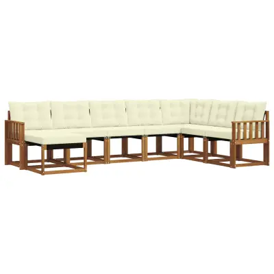 vidaXL Zunanja garnitura za sedenje z blazino 8 pcs Naravna in smetana