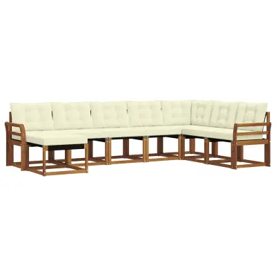 vidaXL Zunanja garnitura za sedenje z blazino 8 pcs Naravna in smetana