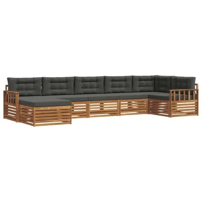 vidaXL Zunanja garnitura za sedenje 7 pcs Naravna in antracitna