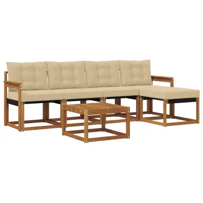 vidaXL Zunanja garnitura za sedenje z blazino 6 pcs Naravna in bež