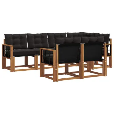 vidaXL Zunanja garnitura za sedenje z blazino 7 pcs Naravna in črna
