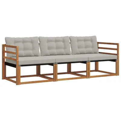 vidaXL Zunanja garnitura za sedenje 3 pcs Naravna in svetlo siva
