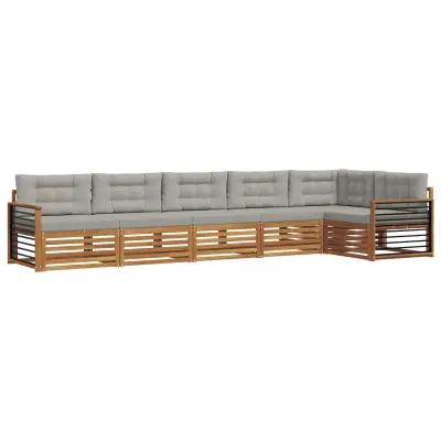 vidaXL Zunanja garnitura za sedenje 6 pcs Naravna in svetlo siva