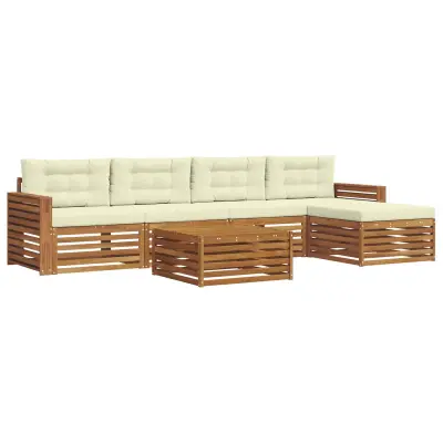 vidaXL Zunanja garnitura za sedenje z blazino 6 pcs Naravna in smetana