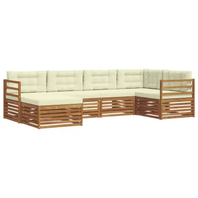 vidaXL Zunanja garnitura za sedenje z blazino 6 pcs Naravna in smetana