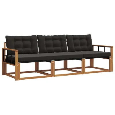 vidaXL Zunanja garnitura za sedenje z blazino 3 pcs Naravna in črna