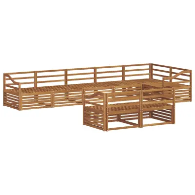 vidaXL Zunanja garnitura za sedenje 8 pcs Naravna Masiven les akacije
