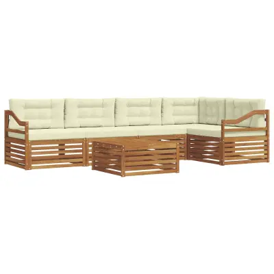 vidaXL Zunanja garnitura za sedenje z blazino 6 pcs Naravna in smetana