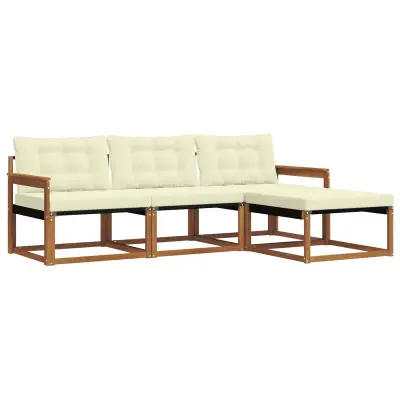 vidaXL Zunanja garnitura za sedenje z blazino 4 pcs Naravna in smetana