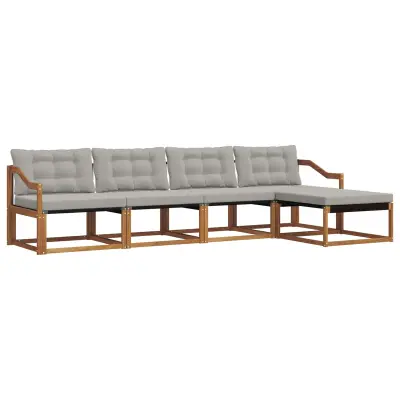 vidaXL Zunanja garnitura za sedenje 5 pcs Naravna in svetlo siva