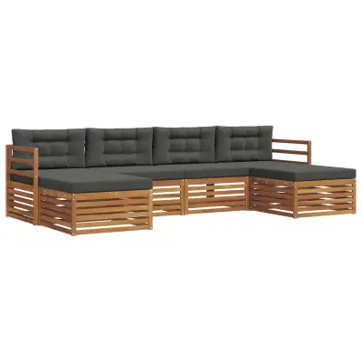 vidaXL Sedežne garniture z blazino 6 pcs Naravna in antracitna