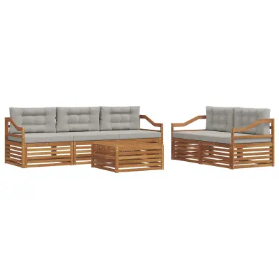 vidaXL Zunanja garnitura za sedenje 6 pcs Naravna in svetlo siva