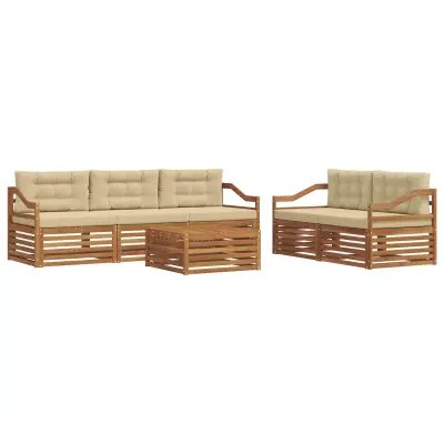 vidaXL Zunanja garnitura za sedenje z blazino 6 pcs Naravna in bež