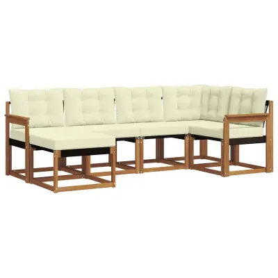 vidaXL Zunanja garnitura za sedenje z blazino 6 pcs Naravna in smetana