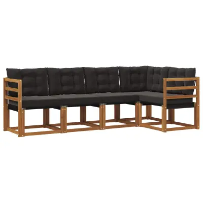 vidaXL Zunanja garnitura za sedenje z blazino 5 pcs Naravna in črna
