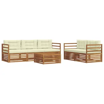 vidaXL Zunanja garnitura za sedenje z blazino 6 pcs Naravna in smetana