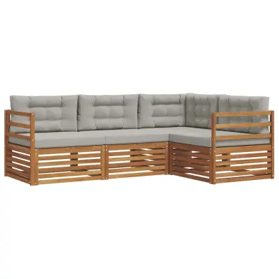vidaXL Zunanja garnitura za sedenje 4 pcs Naravna in svetlo siva