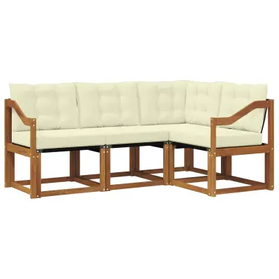 vidaXL Zunanja garnitura za sedenje z blazino 4 pcs Naravna in smetana