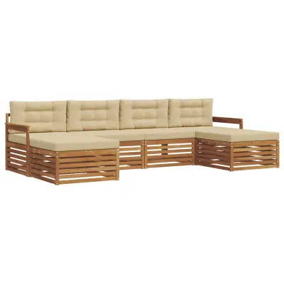 vidaXL Sedežne garniture 6 pcs Naravna in bež Masiven les akacije